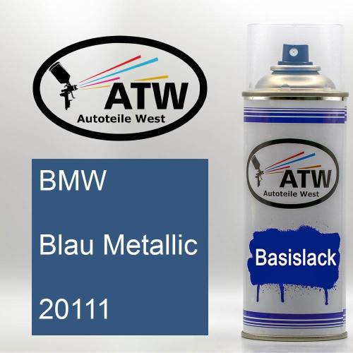 BMW, Blau Metallic, 20111: 400ml Sprühdose, von ATW Autoteile West.